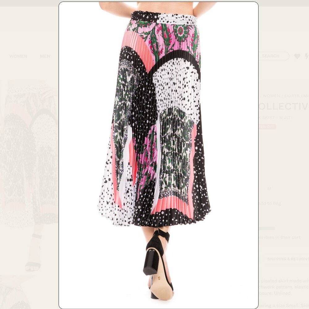 Delfi Collective Clara Patchwork Pleated Skirt Lg - image 2